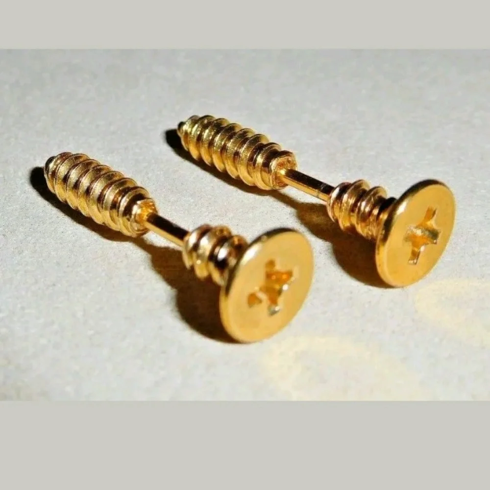 Stainless Steel Screw Earrings - Picture 5 of 5